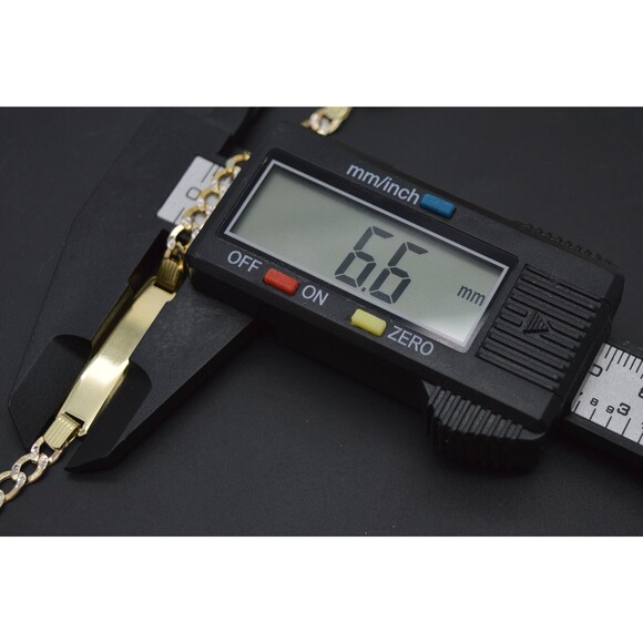 REAL 10K Yellow Gold Flat Curb ID baby Childrens Bracelet + Engraving 3.6 gr 6 - Picture 5 of 6